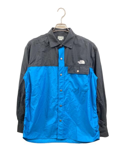 THE NORTH FACE（ザ ノース フェイス）THE NORTH FACE (ザ ノース フェイス) L/S Nuptse Shirt ブラック×ブルー サイズ:Ｍの古着・服飾アイテム