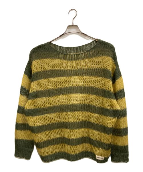 AMBERGLEAM（アンバーグリーム）AMBERGLEAM (アンバーグリーム) Mesh Mohair knit グリーン×イエロー サイズ:SIZE BIGの古着・服飾アイテム
