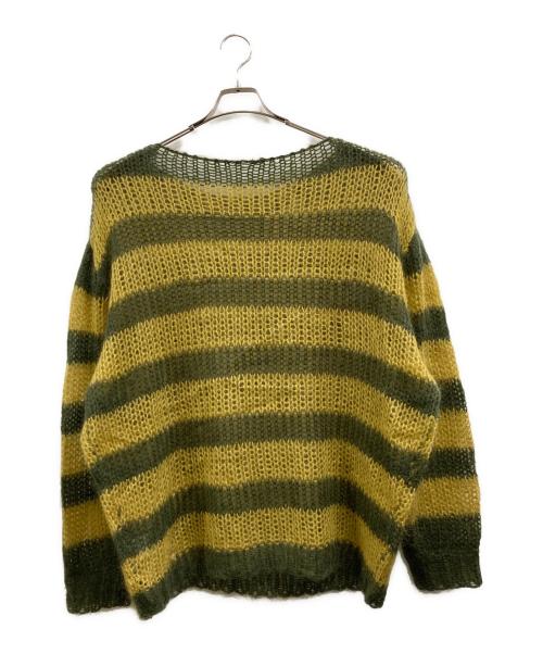 AMBERGLEAM（アンバーグリーム）AMBERGLEAM (アンバーグリーム) Mesh Mohair knit グリーン×イエロー サイズ:SIZE BIGの古着・服飾アイテム