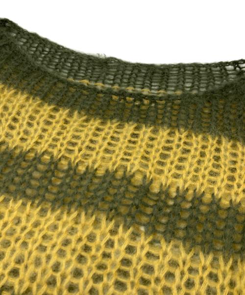 AMBERGLEAM（アンバーグリーム）AMBERGLEAM (アンバーグリーム) Mesh Mohair knit グリーン×イエロー サイズ:SIZE BIGの古着・服飾アイテム
