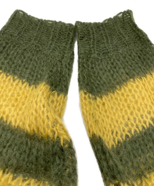 AMBERGLEAM（アンバーグリーム）AMBERGLEAM (アンバーグリーム) Mesh Mohair knit グリーン×イエロー サイズ:SIZE BIGの古着・服飾アイテム