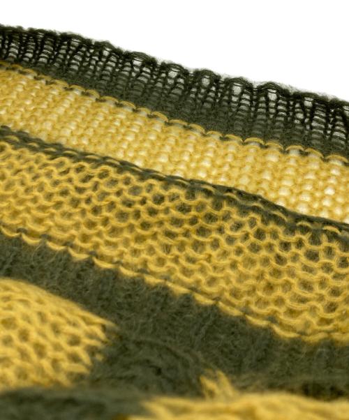 AMBERGLEAM（アンバーグリーム）AMBERGLEAM (アンバーグリーム) Mesh Mohair knit グリーン×イエロー サイズ:SIZE BIGの古着・服飾アイテム