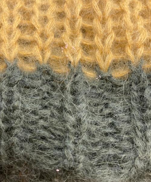 AMBERGLEAM（アンバーグリーム）AMBERGLEAM (アンバーグリーム) Mesh Mohair knit グリーン×イエロー サイズ:SIZE BIGの古着・服飾アイテム