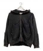 VI E DITヴィエディット）の古着「Shoulder Slit Studded Hoodie」｜ブラック