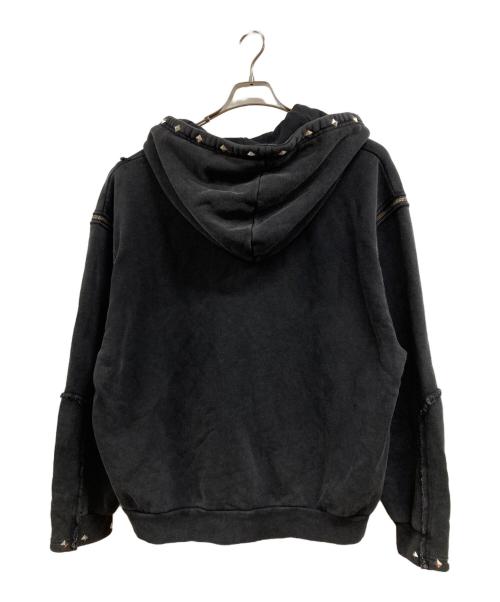 VI E DIT（ヴィエディット）VI E DIT (ヴィエディット) Shoulder Slit Studded Hoodie ブラック サイズ:2 未使用品の古着・服飾アイテム