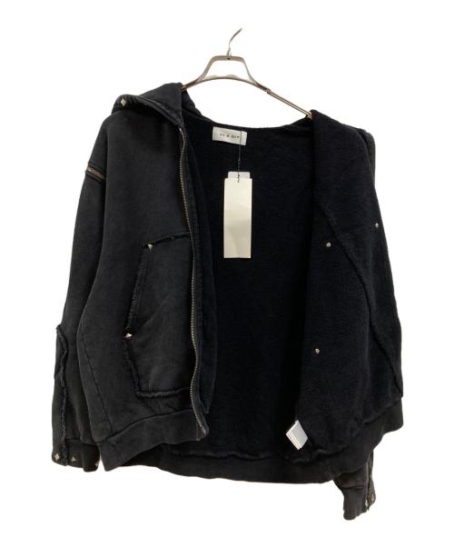 VI E DIT（ヴィエディット）VI E DIT (ヴィエディット) Shoulder Slit Studded Hoodie ブラック サイズ:2 未使用品の古着・服飾アイテム
