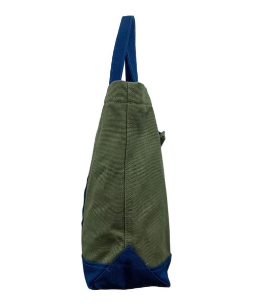 maison kitsune（メゾンキツネ）MAISON KITSUNE (メゾンキツネ) フォックスヘッド レザーポケット トートバッグ グリーンの古着・服飾アイテム