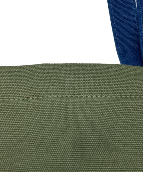 maison kitsune（メゾンキツネ）MAISON KITSUNE (メゾンキツネ) フォックスヘッド レザーポケット トートバッグ グリーンの古着・服飾アイテム
