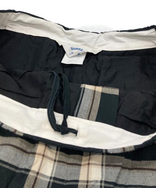 SUNSEA（サンシー）SUNSEA (サンシー) ワイドチェックパンツ ブラック サイズ:3の古着・服飾アイテム