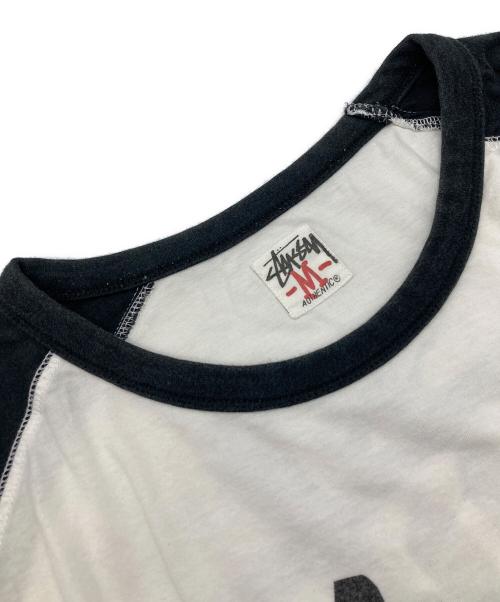 stussy（ステューシー）stussy (ステューシー) ラグランTシャツ ブラック×ホワイト サイズ:Mの古着・服飾アイテム