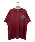 LACOSTEラコステ）の古着「グラデーションネームロゴバックプリントTシャツ」｜ワインレッド