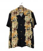 HOUSTONヒューストン）の古着「レーヨンアロハシャツ「龍虎」」｜ブラック