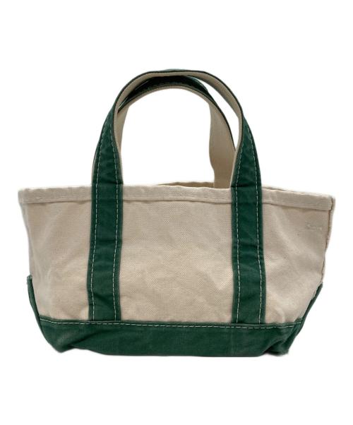 L.L.Bean（エルエルビーン）L.L.Bean (エルエルビーン) REMI RELIEF (レミレリーフ) ダメージ加工ミニトートバッグ アイボリー×グリーンの古着・服飾アイテム