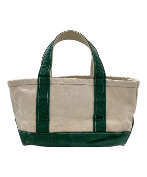 L.L.Bean（エルエルビーン）L.L.Bean (エルエルビーン) REMI RELIEF (レミレリーフ) ダメージ加工ミニトートバッグ アイボリー×グリーンの古着・服飾アイテム