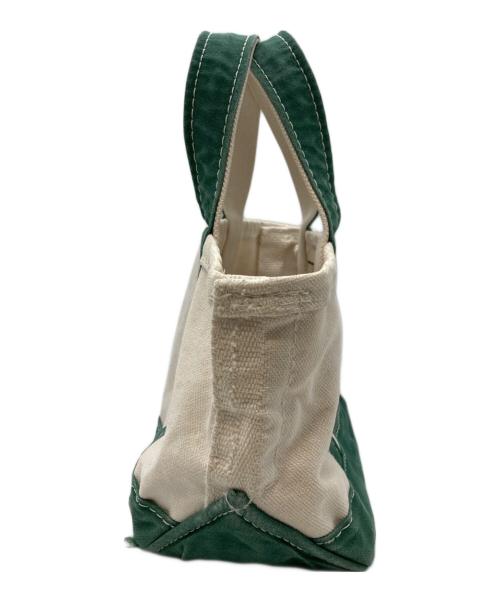 L.L.Bean（エルエルビーン）L.L.Bean (エルエルビーン) REMI RELIEF (レミレリーフ) ダメージ加工ミニトートバッグ アイボリー×グリーンの古着・服飾アイテム