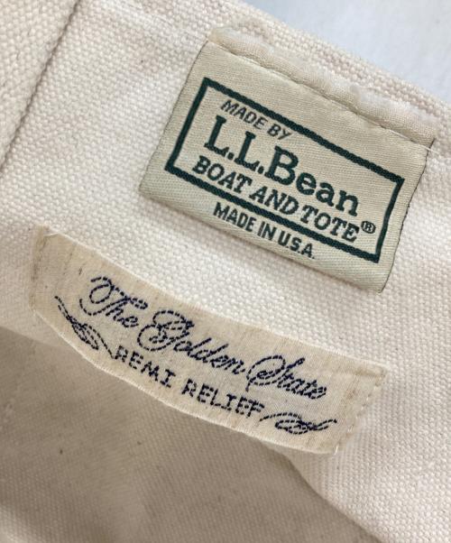 L.L.Bean（エルエルビーン）L.L.Bean (エルエルビーン) REMI RELIEF (レミレリーフ) ダメージ加工ミニトートバッグ アイボリー×グリーンの古着・服飾アイテム