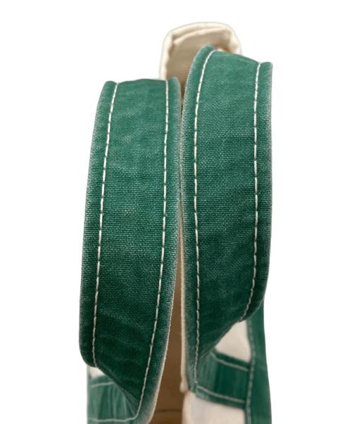 L.L.Bean（エルエルビーン）L.L.Bean (エルエルビーン) REMI RELIEF (レミレリーフ) ダメージ加工ミニトートバッグ アイボリー×グリーンの古着・服飾アイテム