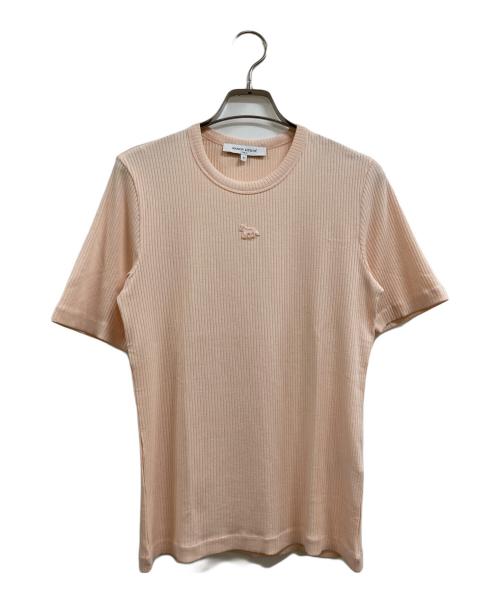 maison kitsune（メゾンキツネ）maison kitsune (メゾンキツネ) ベイビー フォックス リブ フィット Tシャツ ピンク サイズ:Mの古着・服飾アイテム
