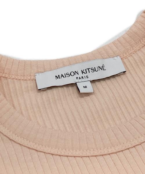 maison kitsune（メゾンキツネ）maison kitsune (メゾンキツネ) ベイビー フォックス リブ フィット Tシャツ ピンク サイズ:Mの古着・服飾アイテム