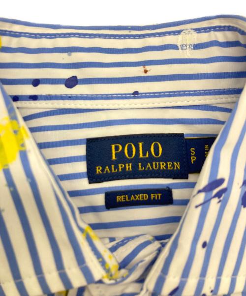 POLO RALPH LAUREN（ポロ・ラルフローレン）POLO RALPH LAUREN (ポロ・ラルフローレン) ペイント加工ロゴ刺繍シャツ ブルー サイズ:Sの古着・服飾アイテム