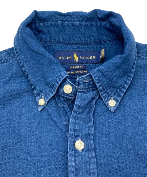 RALPH LAUREN（ラルフローレン）RALPH LAUREN (ラルフローレン) シアサッカーシャツ ネイビー サイズ:Mの古着・服飾アイテム