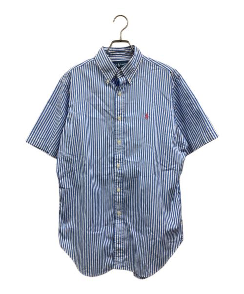 RALPH LAUREN（ラルフローレン）RALPH LAUREN (ラルフローレン) 半袖ストライプシャツ ブルー×ホワイト サイズ:Ｍの古着・服飾アイテム