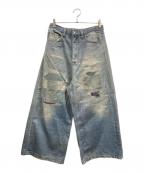MAISON SPECIALメゾンスペシャル）の古着「Trompel'oeil Remake Denim Print Wide Baggy Pants」｜ブルー