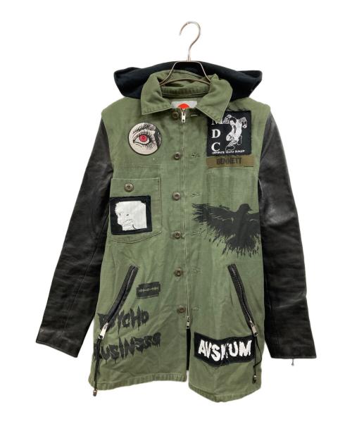 HIRO（ヒロ）HIRO (ヒロ) 切替ジャケット ブラック×グリーン サイズ:Ｍの古着・服飾アイテム