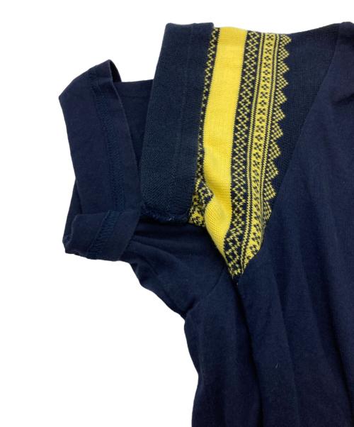 MIHARA YASUHIRO（ミハラヤスヒロ）MIHARA YASUHIRO (ミハラヤスヒロ) 切替カットソー ネイビー サイズ:48の古着・服飾アイテム