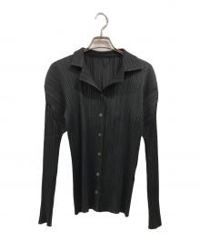 PLEATS PLEASE（プリーツプリーズ）の古着「長袖プリーツシャツ」｜ブラック