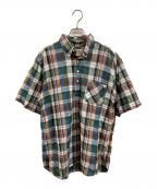 ）の古着「コットンリネンシャツ」｜グリーン×レッド