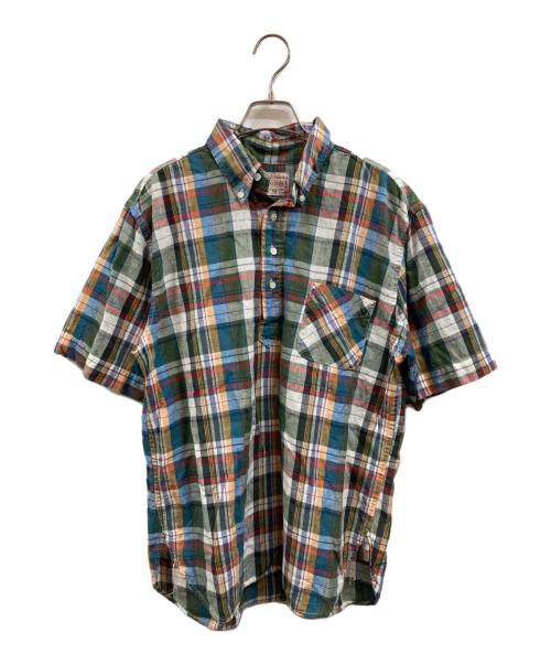 BONCOURA（ボンクラ）BONCOURA (ボンクラ) コットンリネンシャツ グリーン×レッド サイズ:38の古着・服飾アイテム