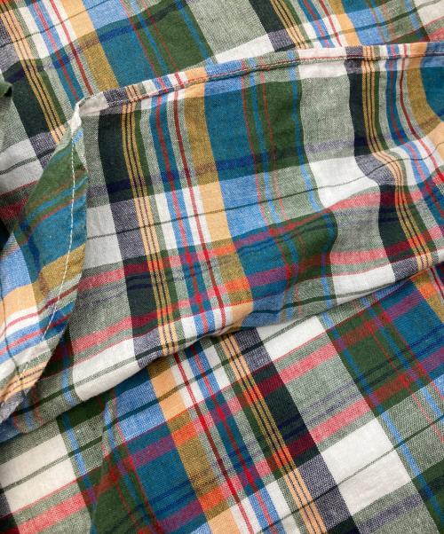 BONCOURA（ボンクラ）BONCOURA (ボンクラ) コットンリネンシャツ グリーン×レッド サイズ:38の古着・服飾アイテム