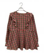 BLUE LABEL CRESTBRIDGEブルーレーベルクレストブリッジ）の古着「チェックブラウス」｜レッド