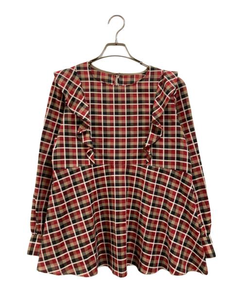 BLUE LABEL CRESTBRIDGE（ブルーレーベルクレストブリッジ）BLUE LABEL CRESTBRIDGE (ブルーレーベルクレストブリッジ) チェックブラウス レッド サイズ:Ｍの古着・服飾アイテム