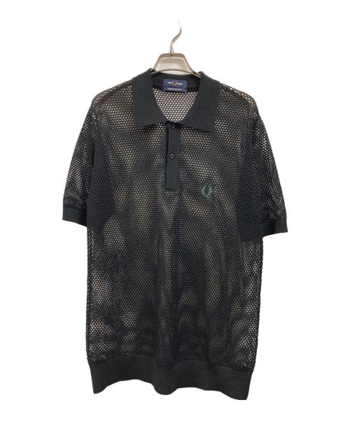FRED PERRY（フレッドペリー）FRED PERRY (フレッドペリー) オープンニットポロシャツ ブラック サイズ:Lの古着・服飾アイテム