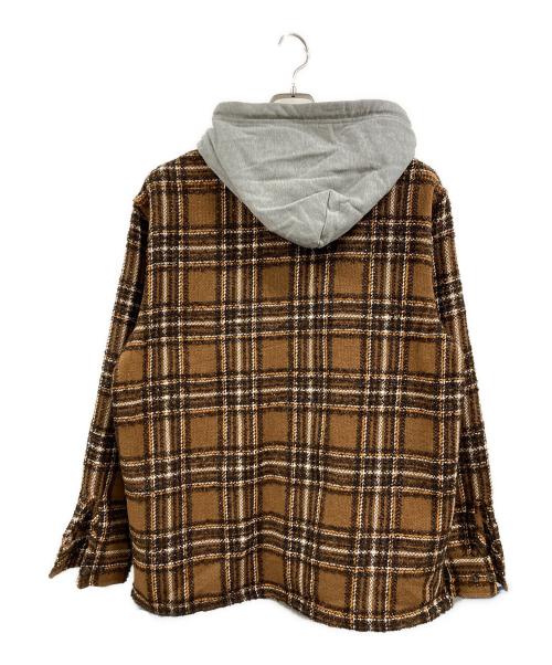 AFB（エーエフビー）AFB (エーエフビー) HOODED FLANNEL SHIRT ブラウン サイズ:Mの古着・服飾アイテム