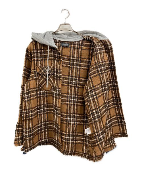 AFB（エーエフビー）AFB (エーエフビー) HOODED FLANNEL SHIRT ブラウン サイズ:Mの古着・服飾アイテム
