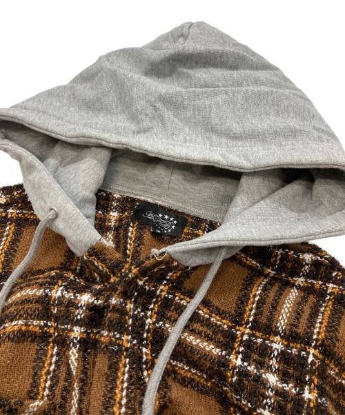 AFB（エーエフビー）AFB (エーエフビー) HOODED FLANNEL SHIRT ブラウン サイズ:Mの古着・服飾アイテム