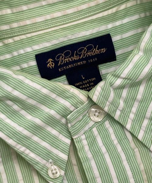 BROOKS BROTHERS（ブルックスブラザーズ）BROOKS BROTHERS (ブルックスブラザーズ) シアサッカー半袖シャツ グリーン サイズ:Ⅼの古着・服飾アイテム