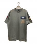 AVIREXアヴィレックス）の古着「パッチ プリント Tシャツ」｜オリーブ