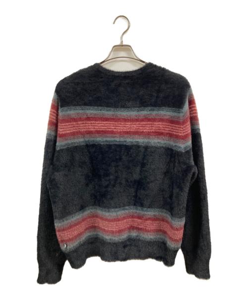 stussy（ステューシー）stussy (ステューシー) Stripe Shaggy Cardigan ブラック サイズ:Mの古着・服飾アイテム