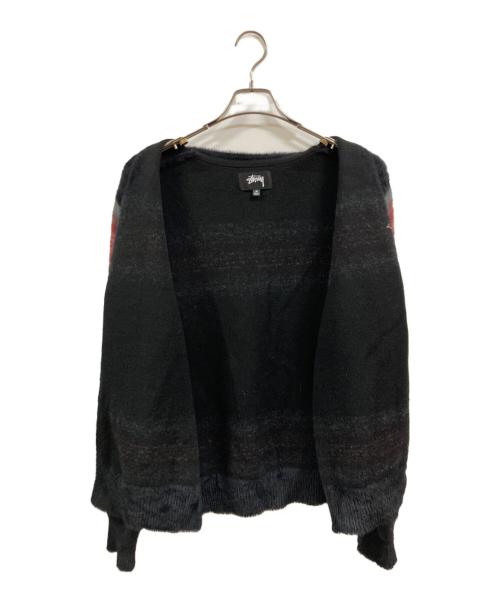 stussy（ステューシー）stussy (ステューシー) Stripe Shaggy Cardigan ブラック サイズ:Mの古着・服飾アイテム