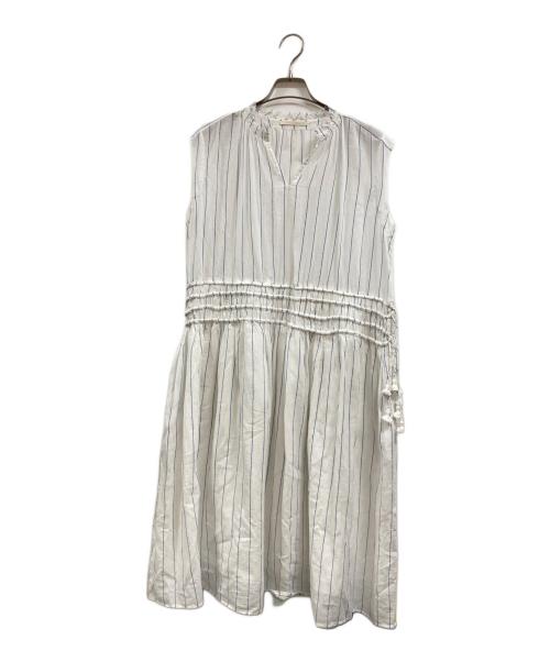 ne quittez pas（ヌキテパ）ne quittez pas (ヌキテパ) コットンギャザーワンピース ホワイト サイズ:Freeの古着・服飾アイテム