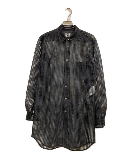 BLACK COMME des GARCONS（ブラックコムデギャルソン）BLACK COMME des GARCONS (ブラックコムデギャルソン) メッシュロングシャツ ブラック サイズ:Mの古着・服飾アイテム
