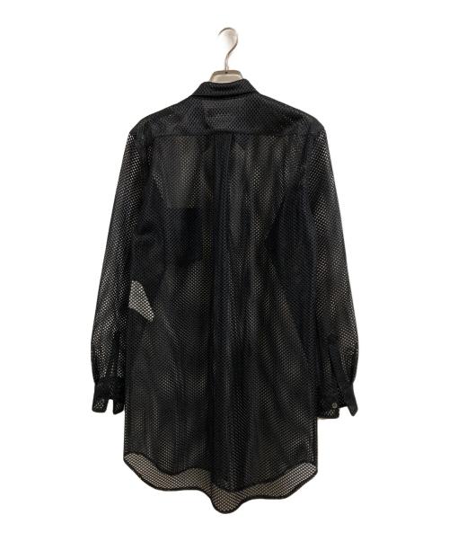 BLACK COMME des GARCONS（ブラックコムデギャルソン）BLACK COMME des GARCONS (ブラックコムデギャルソン) メッシュロングシャツ ブラック サイズ:Mの古着・服飾アイテム