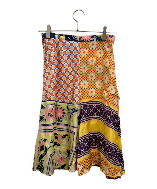tricot COMME des GARCONS（トリココムデギャルソン）tricot COMME des GARCONS (トリココムデギャルソン) シルク異素材切替スカーフスカート イエロー サイズ:Ｍの古着・服飾アイテム