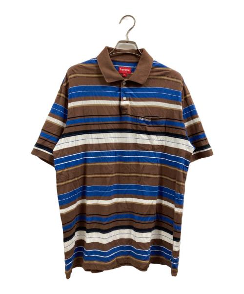 SUPREME（シュプリーム）Supreme (シュプリーム) マルチボーダーポロシャツ ブラウン×ブルー サイズ:Mの古着・服飾アイテム