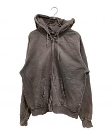 AVIREX（アヴィレックス）の古着「ACID WASH ZIP UP HOODIE」｜グレー
