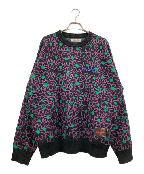 SYUMAN.（シュウマン）SYUMAN. (シュウマン) Le rêve du papillon Sweater パープル×ブラック サイズ:FREEの古着・服飾アイテム